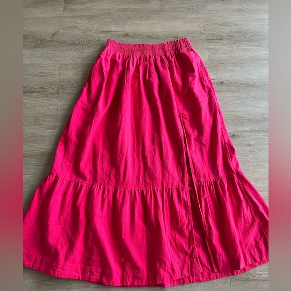 Abercrombie & Fitch Long Maxi Skirt Size M Boho Pink Linen Blend Beach - Picture 1 of 7